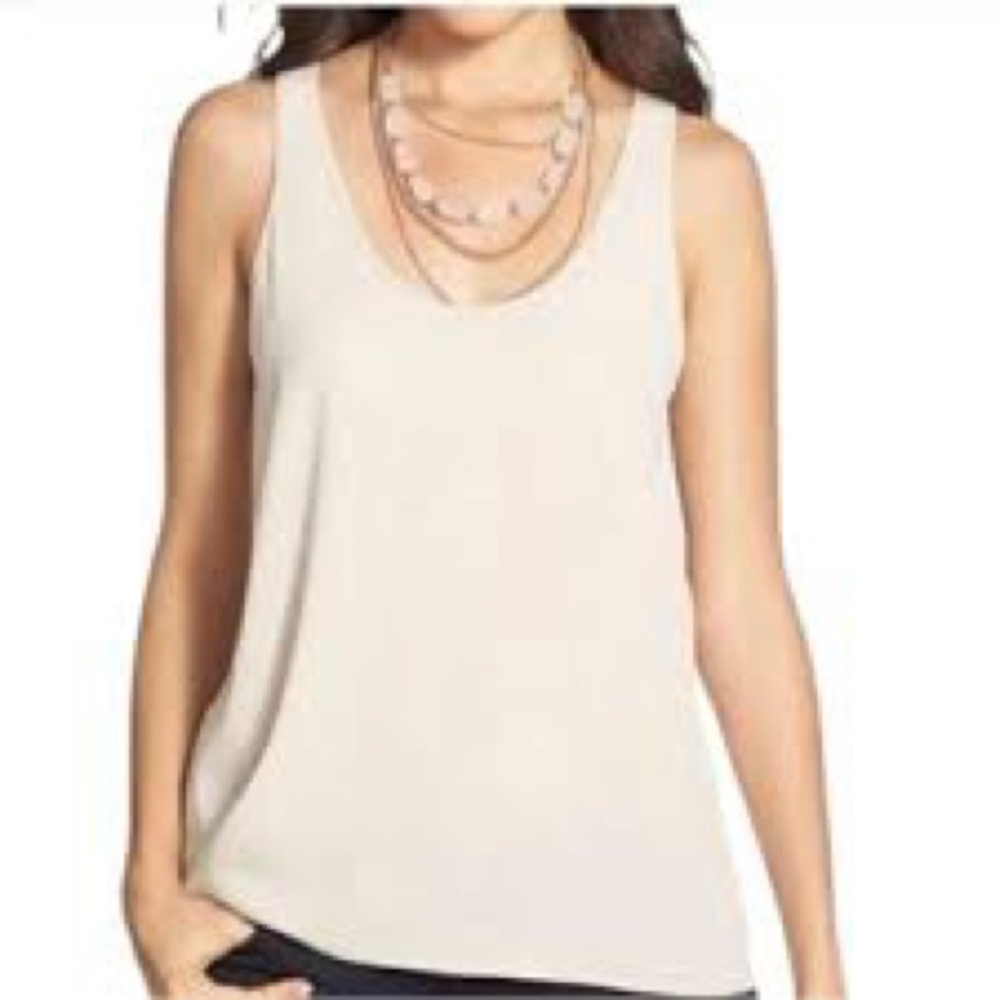 Frenchi from Nordstrom Sleeveless Ivory / Off White Chiffon Top